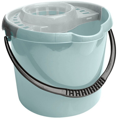 Ведро 9л пластиковое «Cuba» круглое с отжимом МОП (светло-голубой)