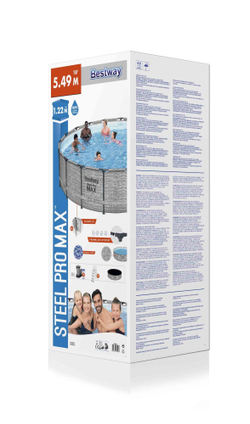 Каркасный бассейн Bestway Steel Pro MAX 549х122 см + фильтр-насос 5678 л/ч, лестница, тент (5618Y BW)