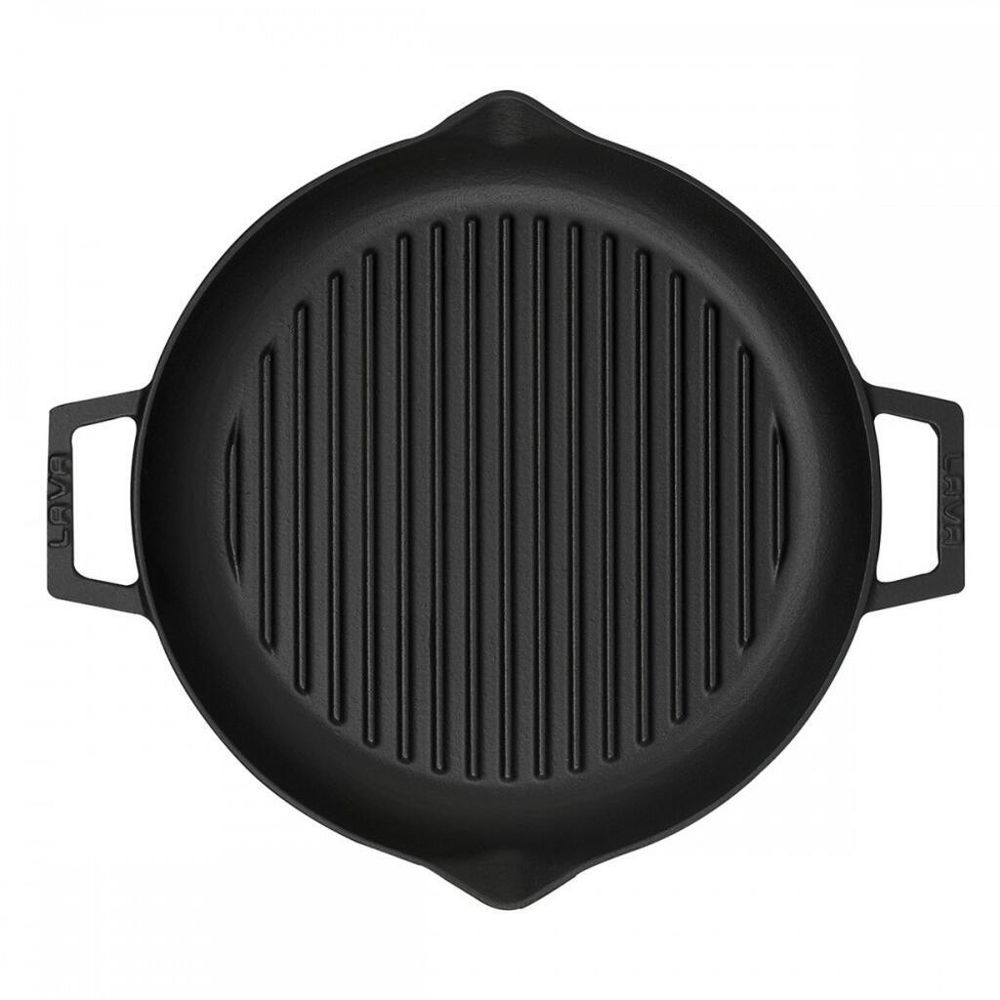 Сковорода-гриль 26 см чугун круглая с 2-мя ручками черная LAVA