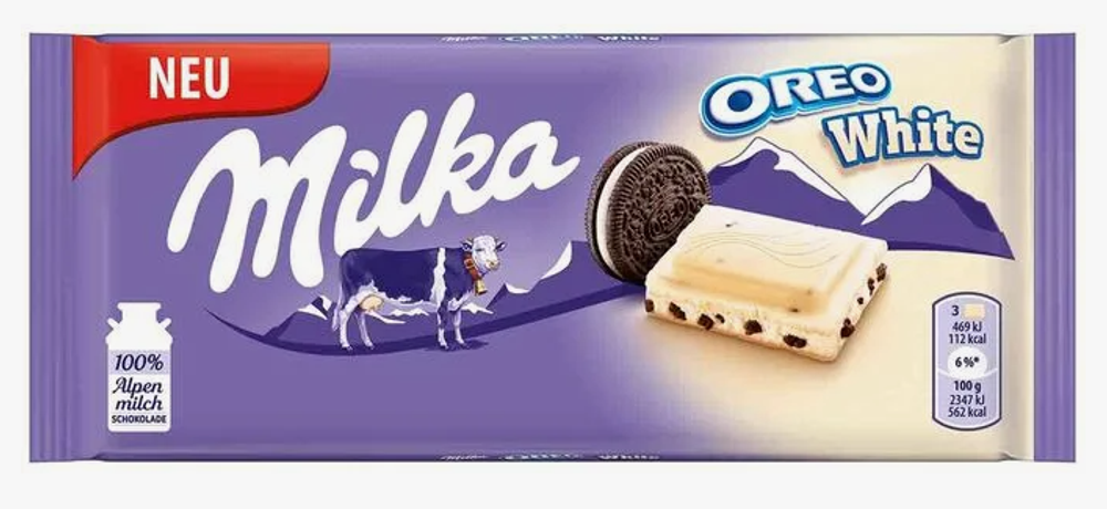 Шоколад Милка Milka White Oreo Cookies Chocolate молочный 100г. (122руб./шт.) (22шт./кор.) (Европа) ООО ГЛОБАЛ