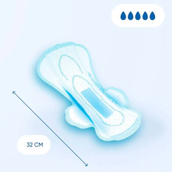 Прокладки гигиенические Sayuri Premium Cotton ночные 5 капель с защитными бортиками ультратонкие 32 см 7 шт