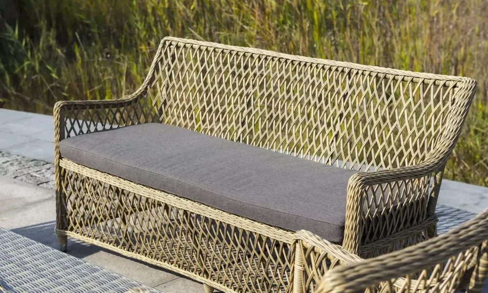 "Латте" диван двухместный из искусственного ротанга, цвет соломенный