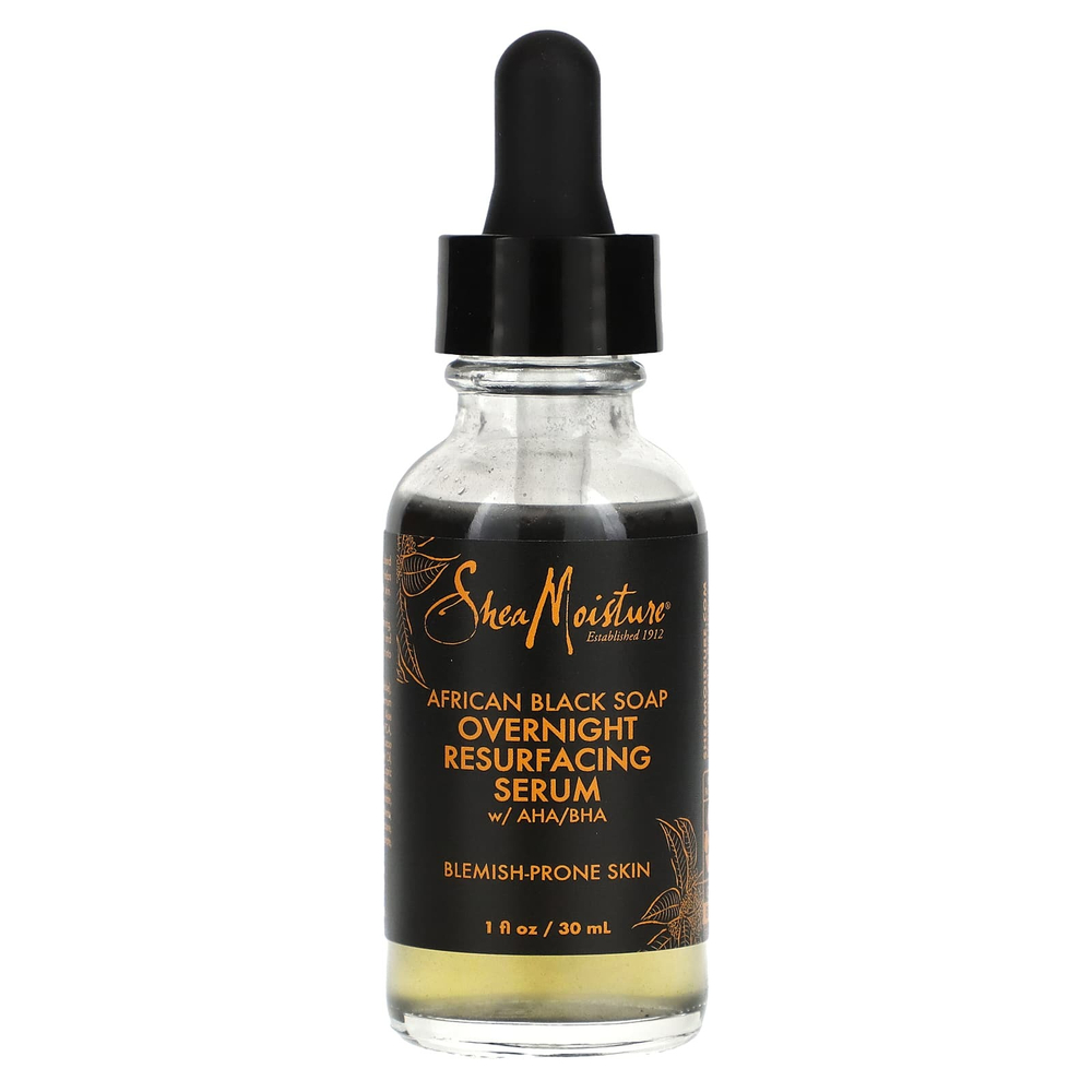 SheaMoisture, African Black Soap, ночная восстанавливающая сыворотка с AHA / BHA, 30 мл (1 жидк. унц.)