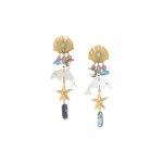 Серьги Franck Herval, Summer, с ракушкой, нефритом, гелиотисом, перламутром, бирюзой и кристаллом, F