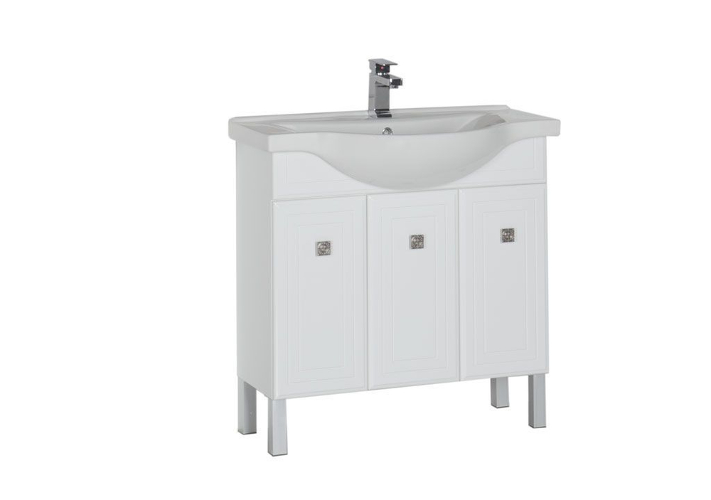 Тумба с раковиной Aquanet Стайл 85 белый (3 дверцы)