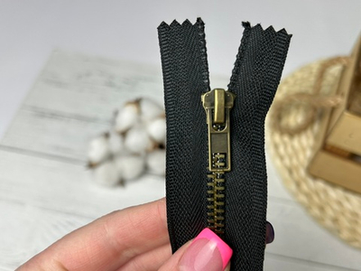 Молния ДЖИНС антик черная 18см