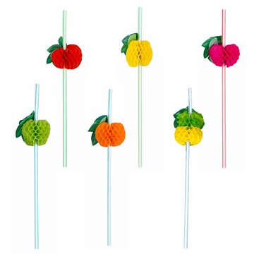 Трубочки для коктейлей пластиковые «Фрукты» ассорти, 12 шт
