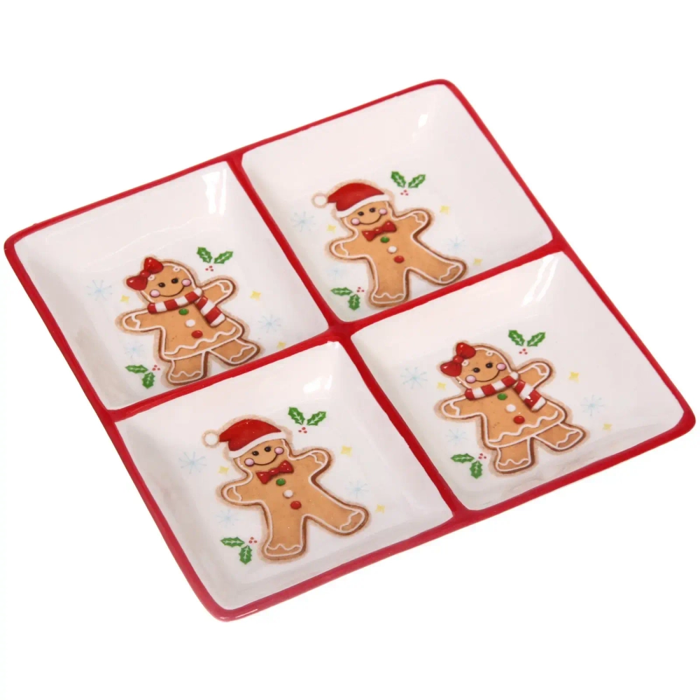 Менажница керамическая «Пряничные человечки» 18,5*18,5*2,3см