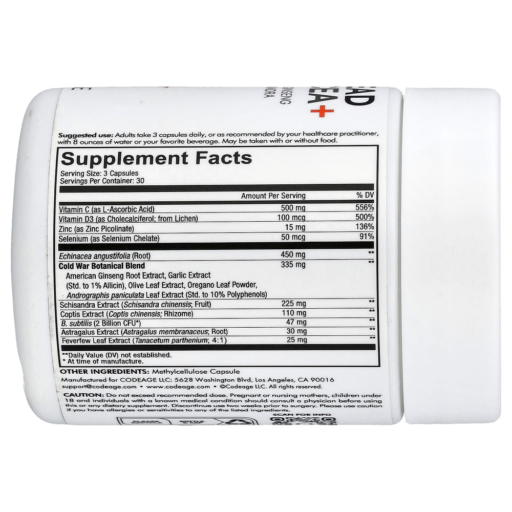 Codeage, Clearhead Echinacea+, 90 капсул