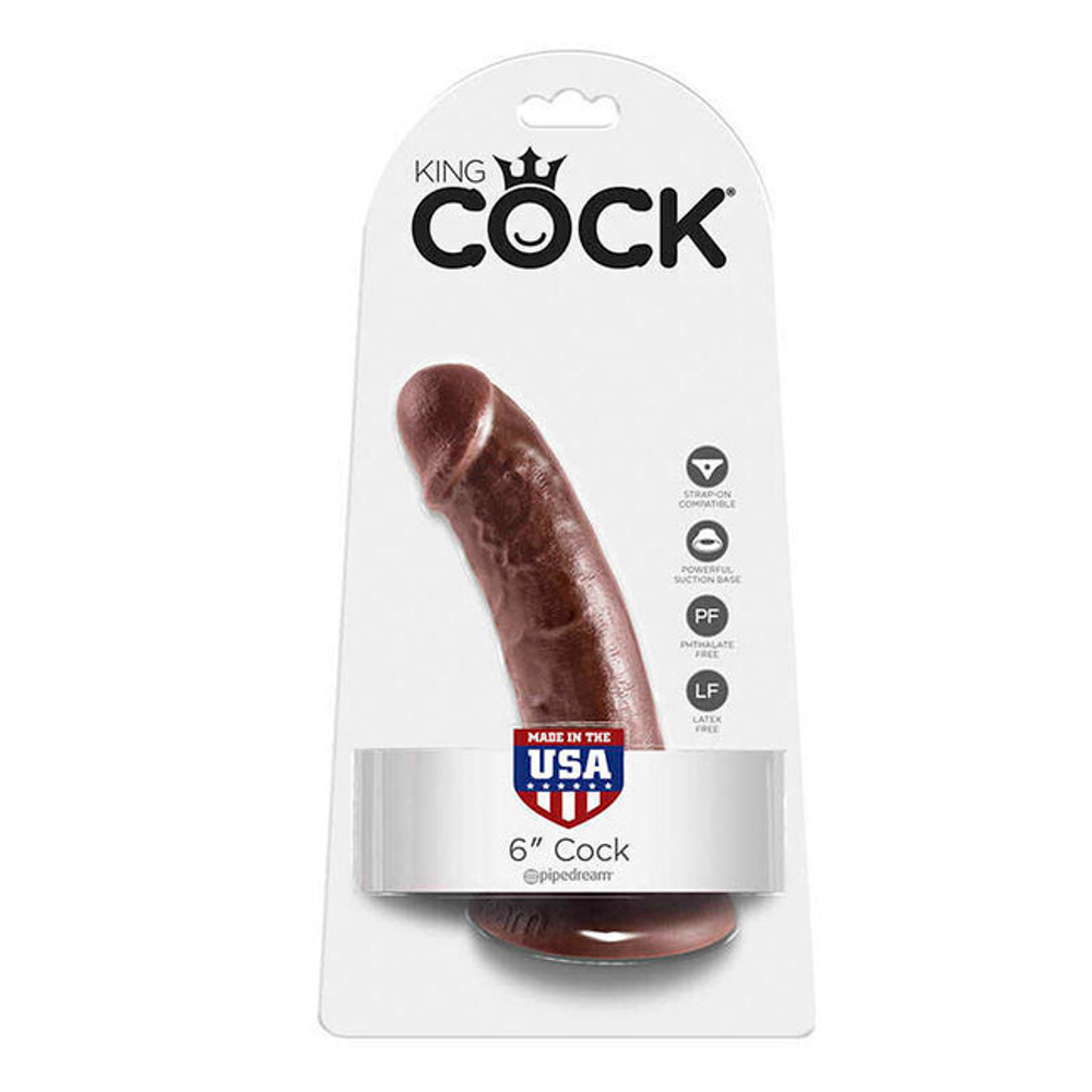 Фаллоимитатор на присоске коричневый King Cock 6 Cock (Цвет: коричневый)