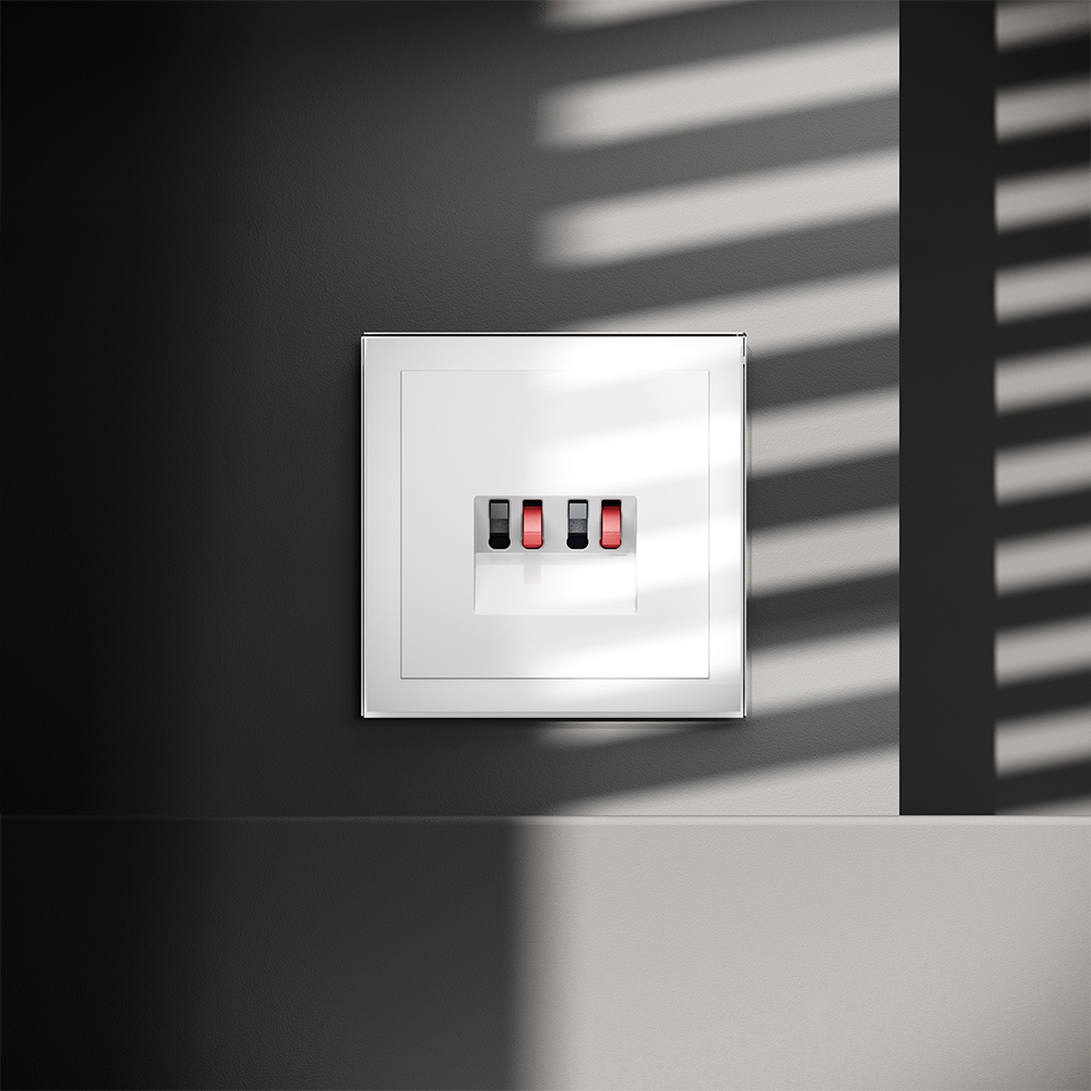 Розетка акустическая встраиваемая VOLTUM S70 4-местная, (белый глянцевый)