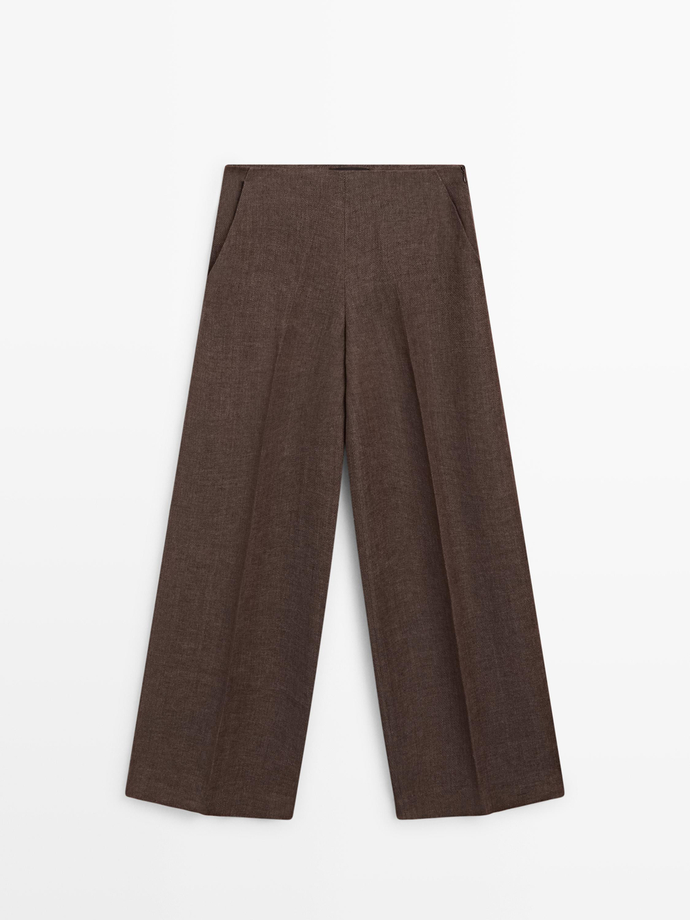 Massimo Dutti Брюки из струящегося льна, коричневый