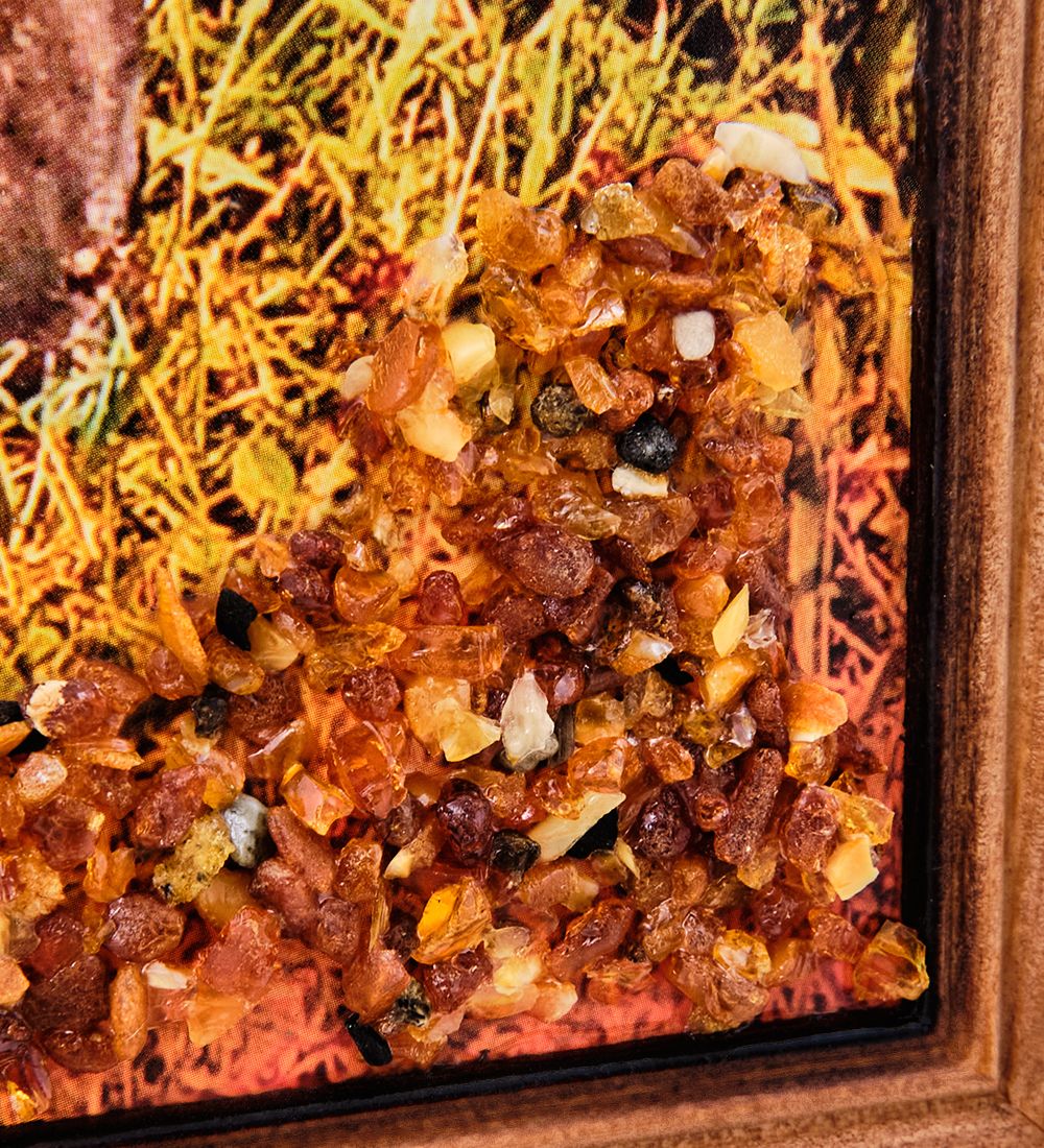 AMB-71/56 Картина «Французские бульдоги» (с янтарной крошкой) дер.краш.рамка 21х30