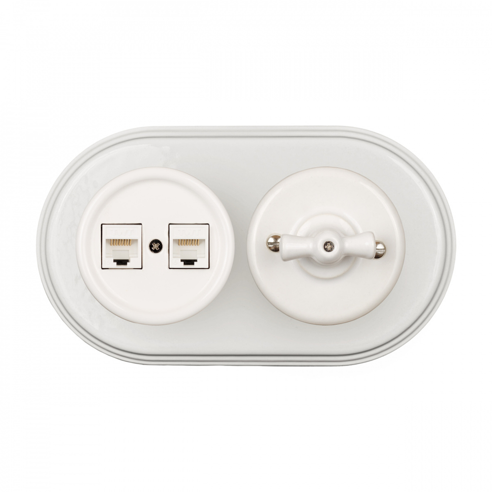 Выключатель 1кл., перекрестный, керамика, цвет белый + декор(D6/2) B1-203-01-D6/2