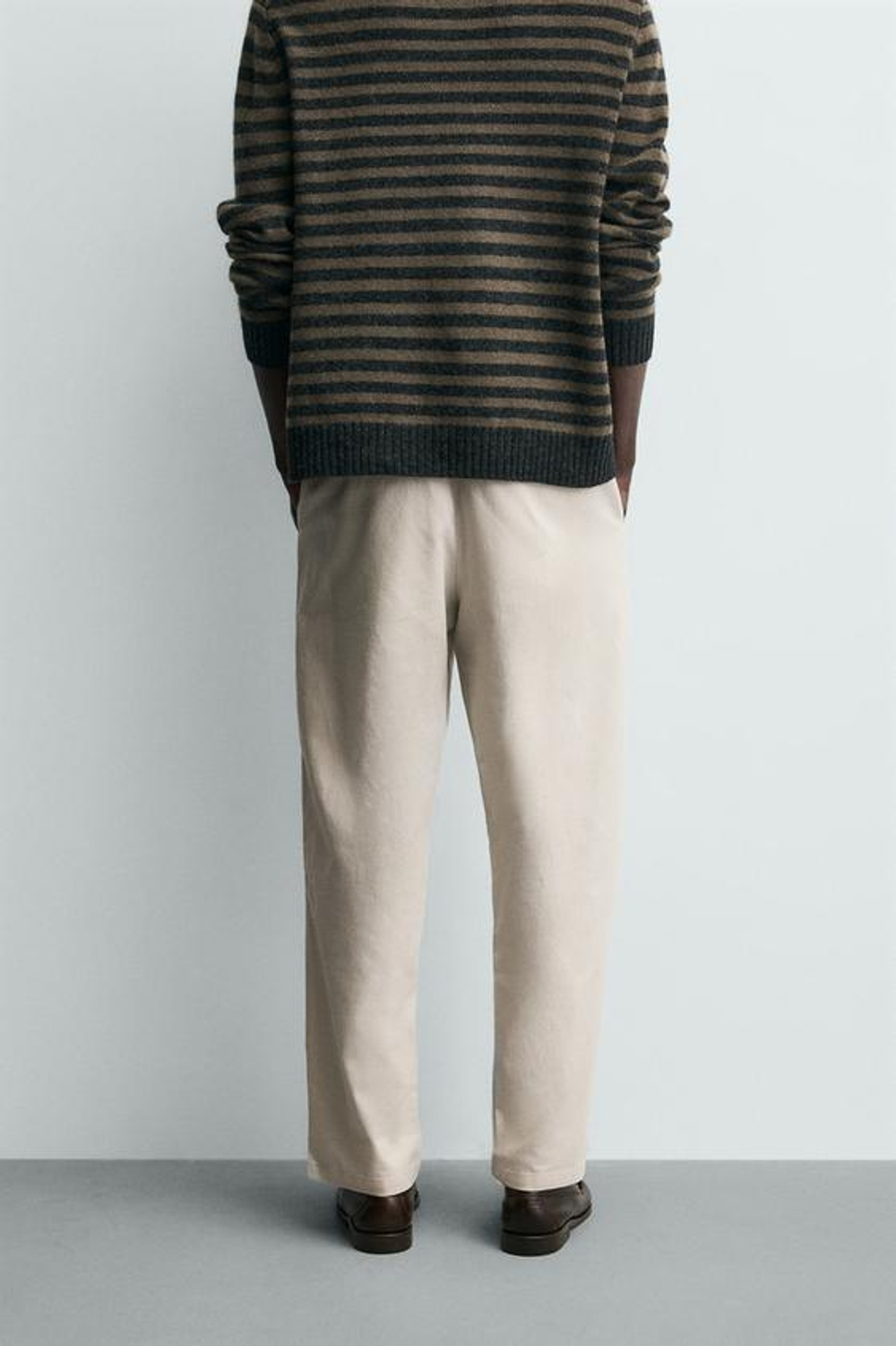 ZARA БРЮКИ RELAXED FIT ИЗ СМЕСИ ХЛОПКА, ЖЕМЧУЖНО-СЕРЫЙ