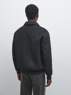 Massimo Dutti Куртка из смесовой шерсти с карманами, антрацитово-серый