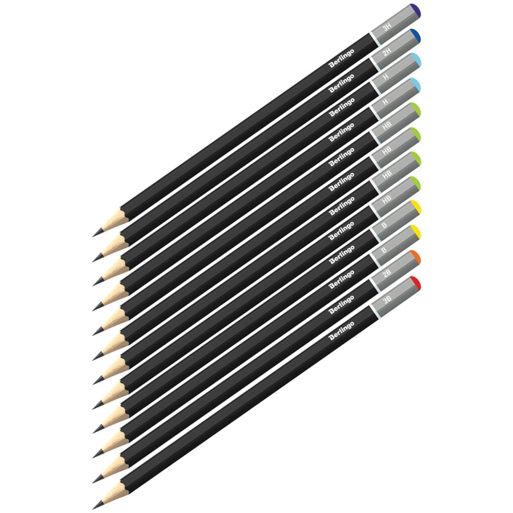 Набор карандашей чернографитных 12шт. 3Н-3В, Berlingo, картон.уп.