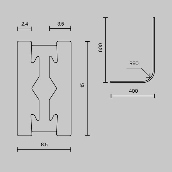 Радиусный коннектор для шинопровода Maytoni Technical TRX154-RC80-PT