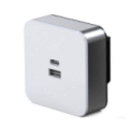 Трековая USB+Type-C розетка для накладных трековых профилей  цвет панели черный цвет торцов антрацит