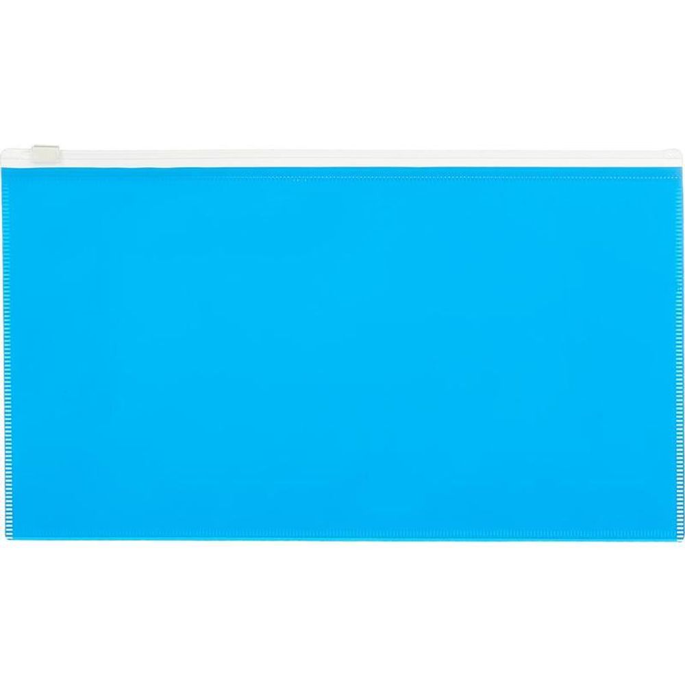Папка-конверт на молнии Attache, 265*148мм, 160мкм, прозрачная, голубая, для ж/д и авиа билетов