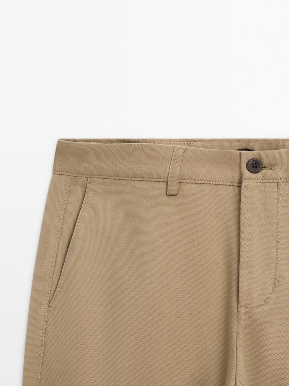 Massimo Dutti Зауженные брюки из смесового хлопка, цвет виски