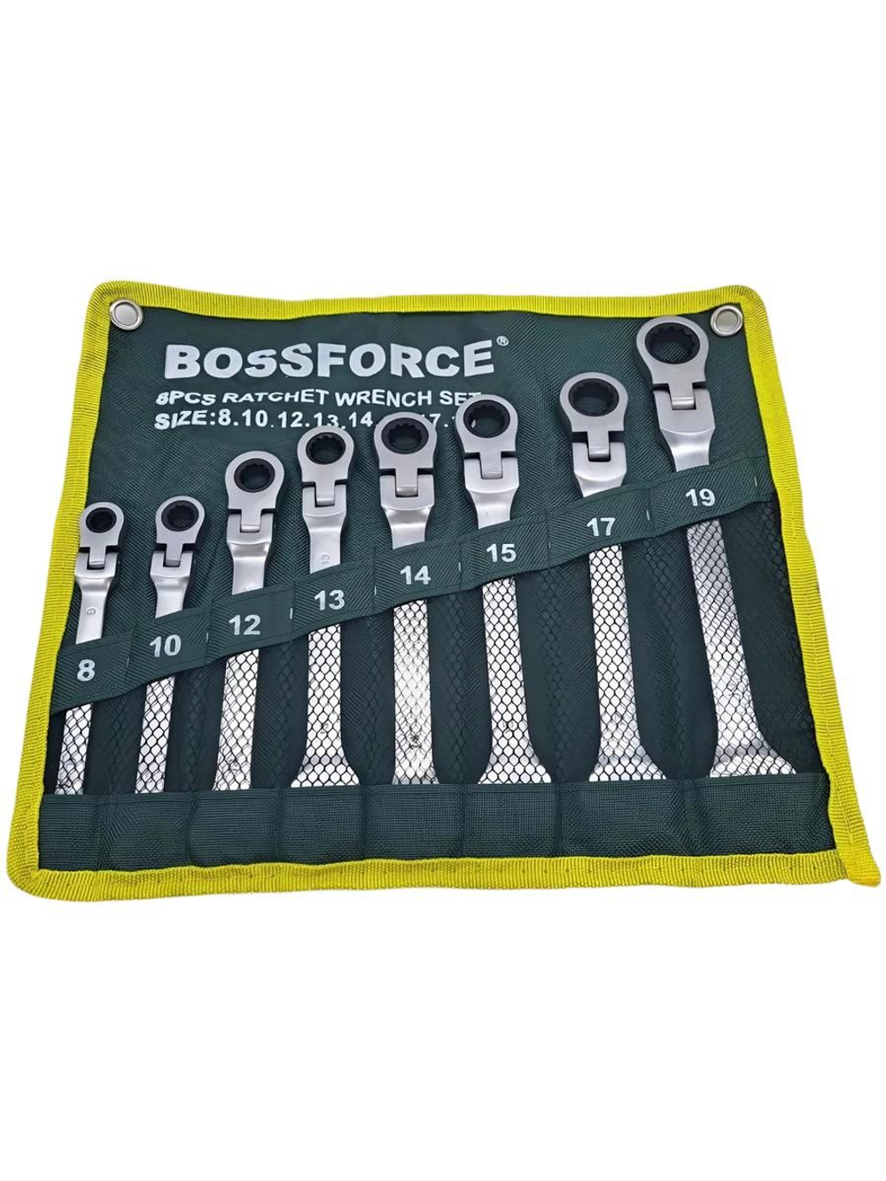 Набор ключей комбинированных трещоточных с шарниром 8 предметов