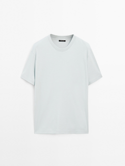 Massimo Dutti Хлопковая футболка-поло с короткими рукавами, бирюзовый