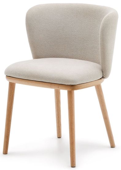 Ciselia Стул из бежевой синели и натурального массива ясеня Испания La Forma