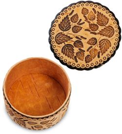 Народные промыслы BST-113/ 4 Шкатулка «Листва» мал. (береста)