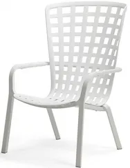 Уличное кресло Folio белое с зеленой подушкой