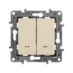 Переключатель 2х-клавишный с подсветкой/индикацией 10А 250В слоновая кость ETIKA Legrand