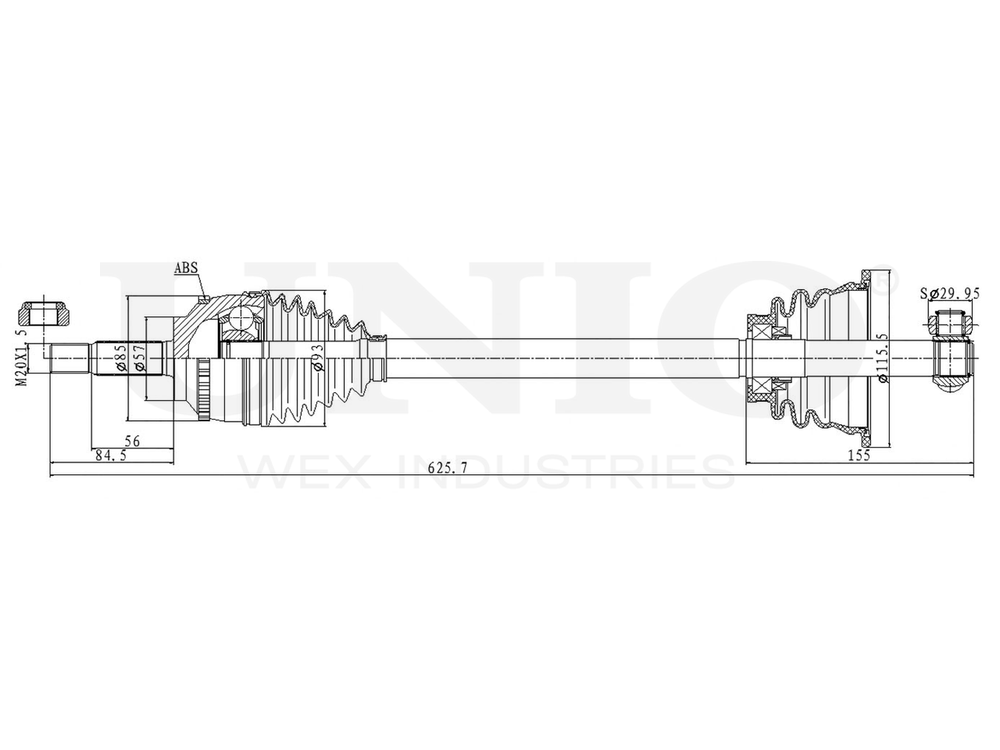 Привод в сборе передний левый UNIO CVJ-10056
