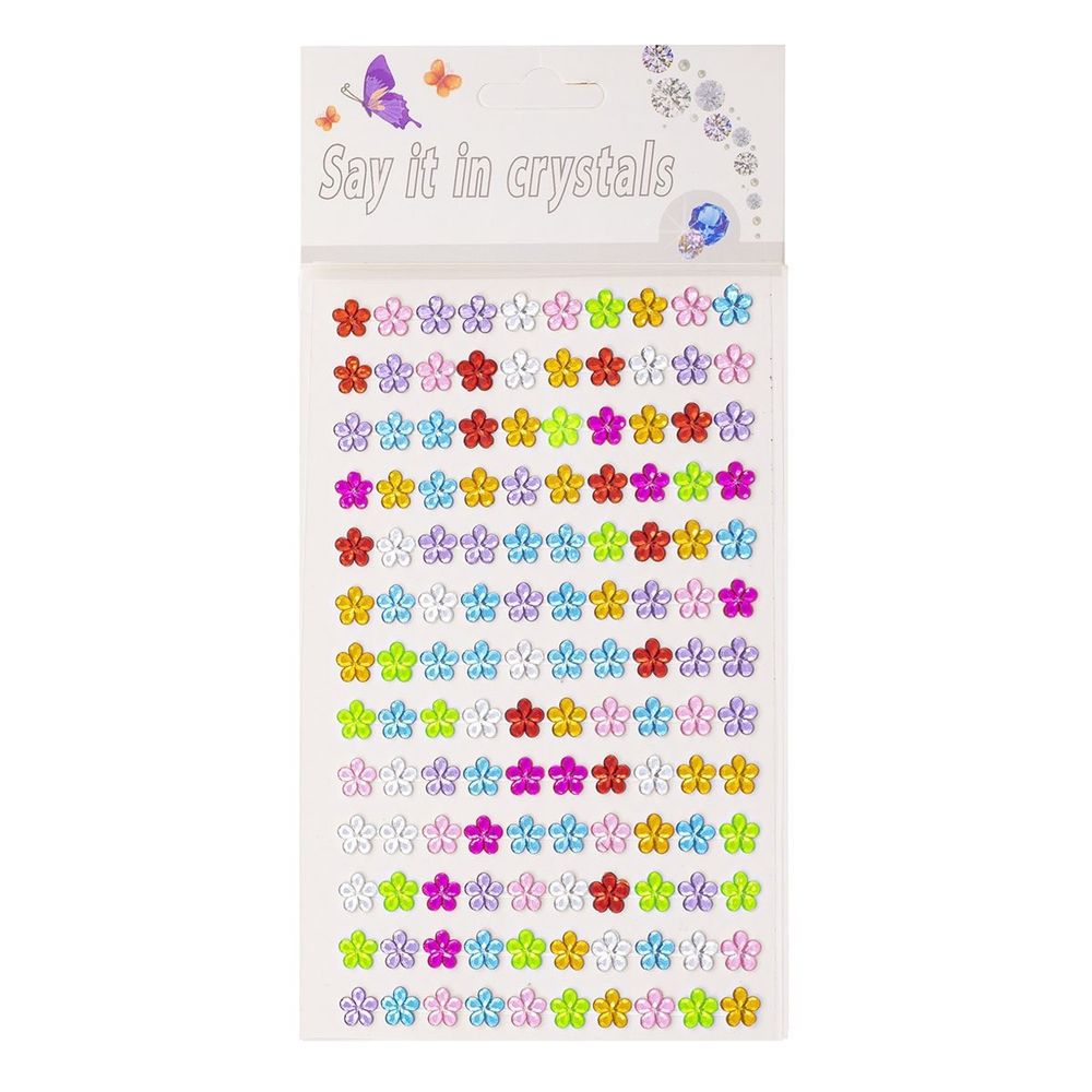 Наклейки-стразы Alingar, акриловые, "Цветочки", стразы-цветы, средние, пакет с европодвесом