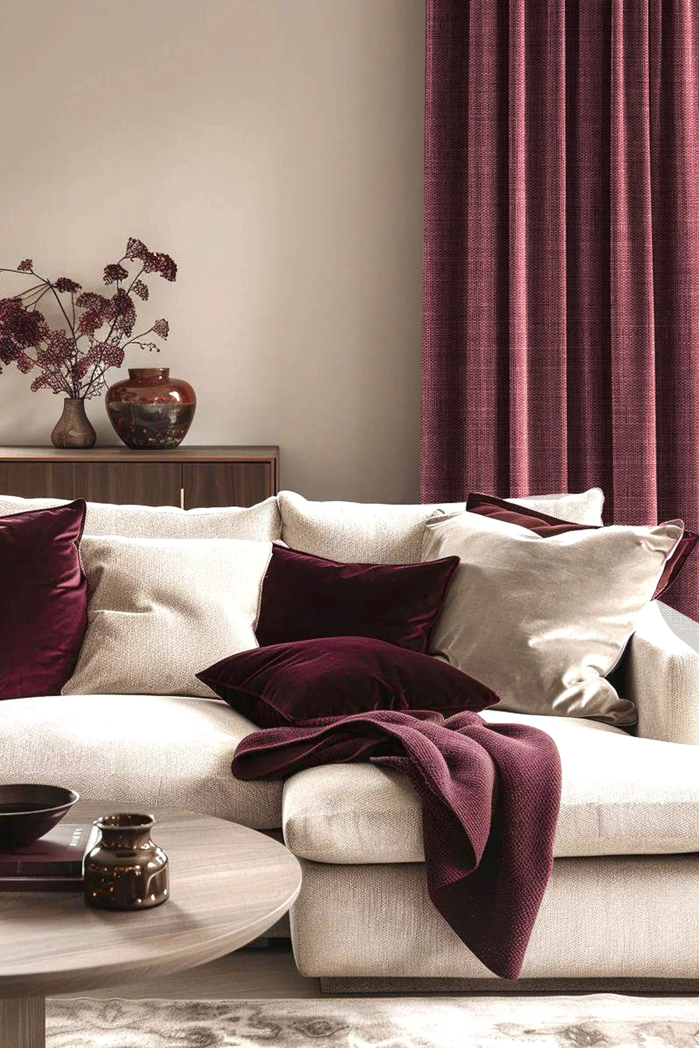 Дизайн штор "Текстура льна в бежево-кофейных оттенках"