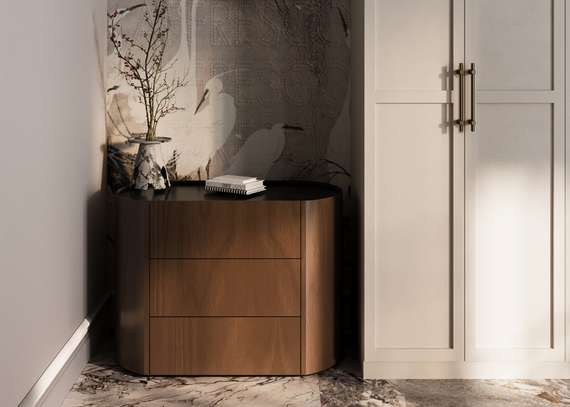 Комод Lagom 3 ящика ширина 90 см (орех, черный)