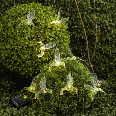 Гирлянда для улицы «Колибри» 3 м 20 ламп LED чёрный провод, 2 реж.,IP-55, Теплый белый (солнечная батарея)