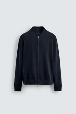 ZARA КАРДИГАН ИЗ СМЕСОВОГО ХЛОПКА, МОРСКОЙ СИНИЙ