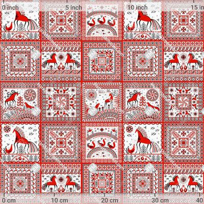 Мотивы в стиле мезенской росписи. Бесшовный принт.  by Irina Skaska 476 DPI