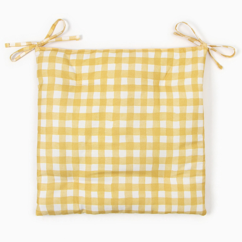Подушка на стул желтая клетка 42х42 см, 100% хл, саржа 178 г/м2