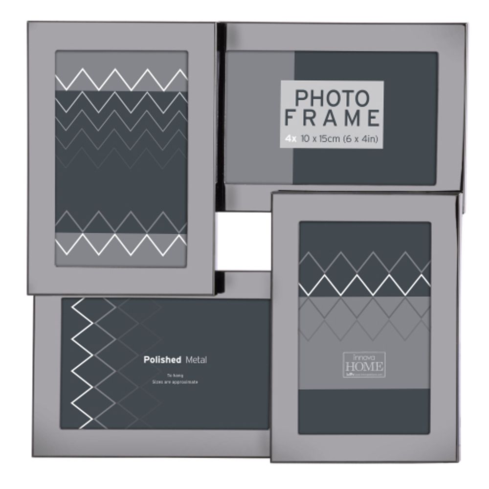 Innova PI07930 фоторамка 4 фото 10*15 Multi Opening SS темное серебро, металл | Innova