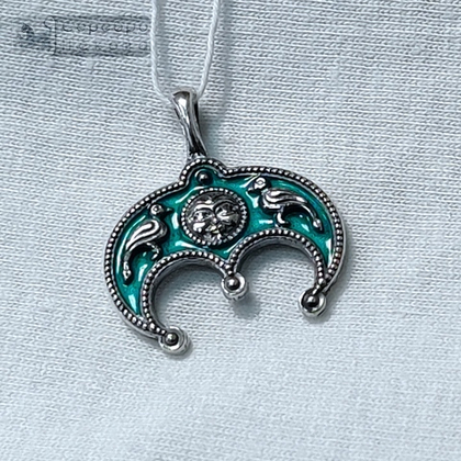 Лунница "птицы счастья" бирюзовая горячая эмаль