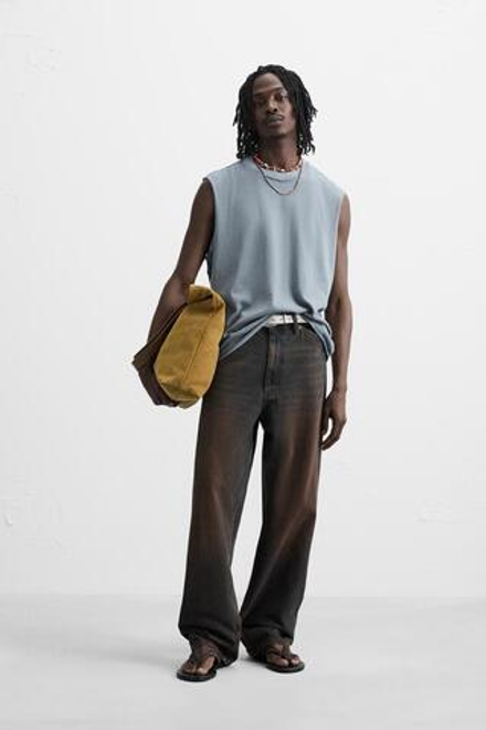 ZARA ФУТБОЛКА БЕЗ РУКАВОВ, ГОЛУБОЙ