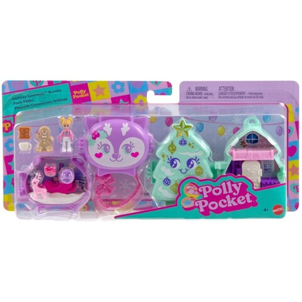 Polly Pocket - Рождественский компактный набор 2-PAK + аксессуары JGM53