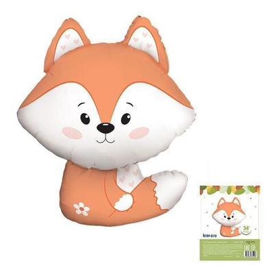 Р Лисичка, Волшебный лес в упаковке, фольгированный шар  34"/86 см