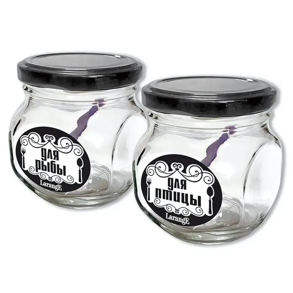 Набор стеклянных банок для продуктов 2шт, 200мл «Для рыбы, для птицы»