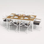 Обеденная группа Ideal Patio ТЕЛЛА  ФЕСТА  каркас белый, стол тик 180, ткань антрацит