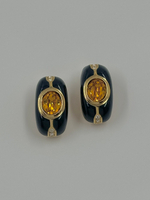 Клипсы с синей эмалью и кристаллами Burberrys