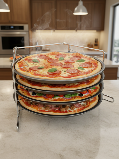 Набор для пиццы 4 противня 29 см. с подставкой Kamille KM 6045