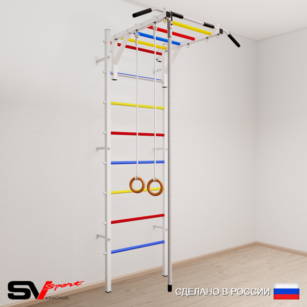 Шведская стенка Sv Sport усиленная 633 (Турник рукоход/Канат/Кольца)