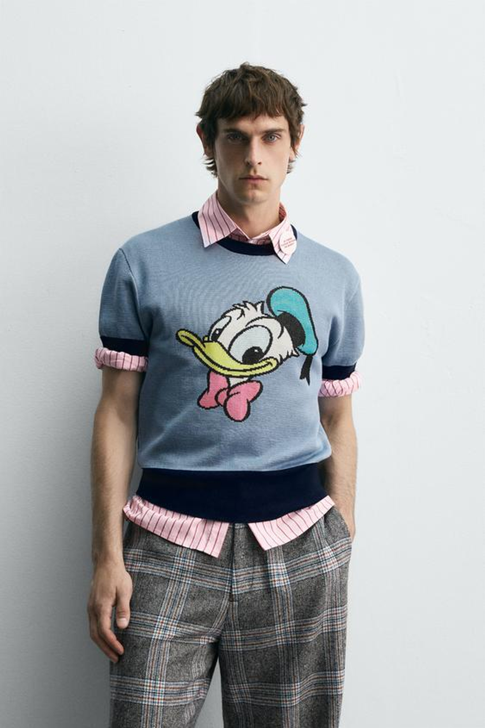 ZARA HARRY LAMBERT X DISNEY ТРИКОТАЖНАЯ ФУТБОЛКА DONALD DUCK, СИНИЙ
